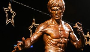 bronze statue of late martial arts legend and movie superstar Bruce Lee after a unveiling ceremony at Avenue of Stars on 23 November, 2005 in Hong Kong. The ceremony is part of Bruce Lee Festival to celebrate the star's 65th birthday. Bruce was died in 1973 at the age of 32.